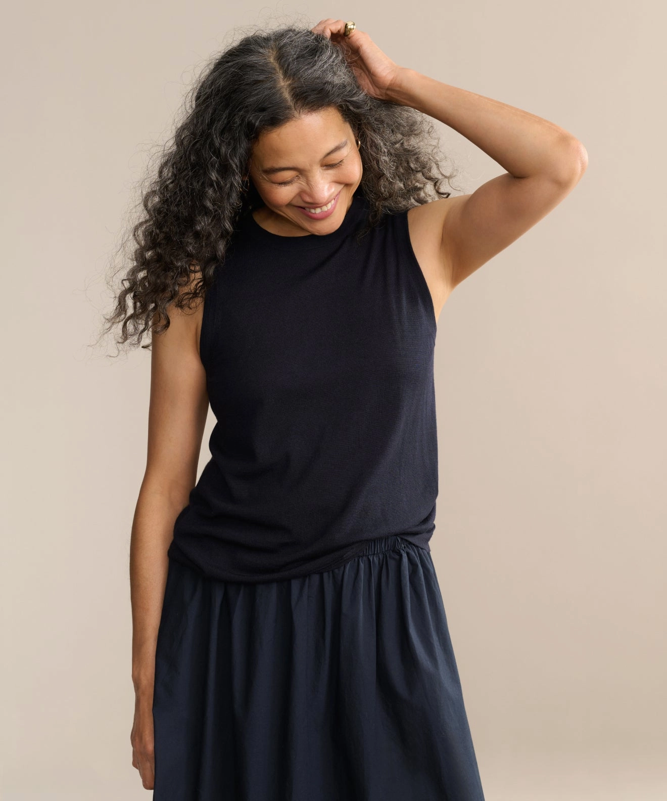 Elasticated Hem Merino Tank
