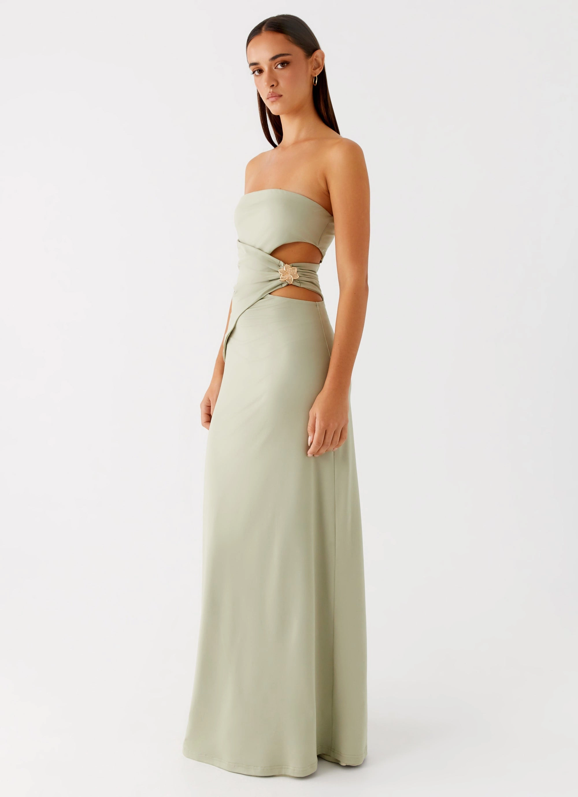 Square-Neck Contemporary Layer Anetta Maxi Dress - Sage