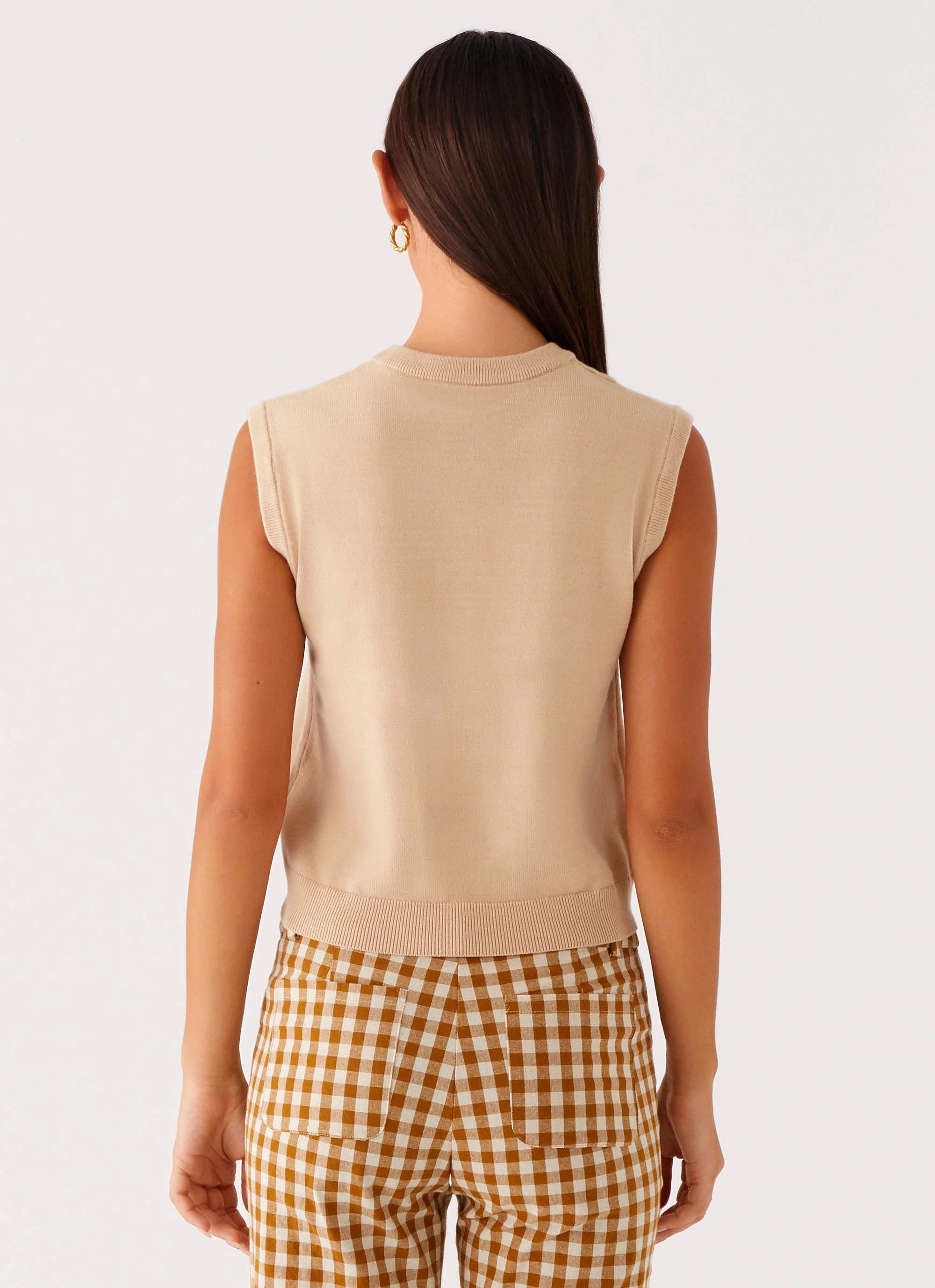 Mickey Knit Vest - Cream Quick Dry Fabric High Neckline Structure