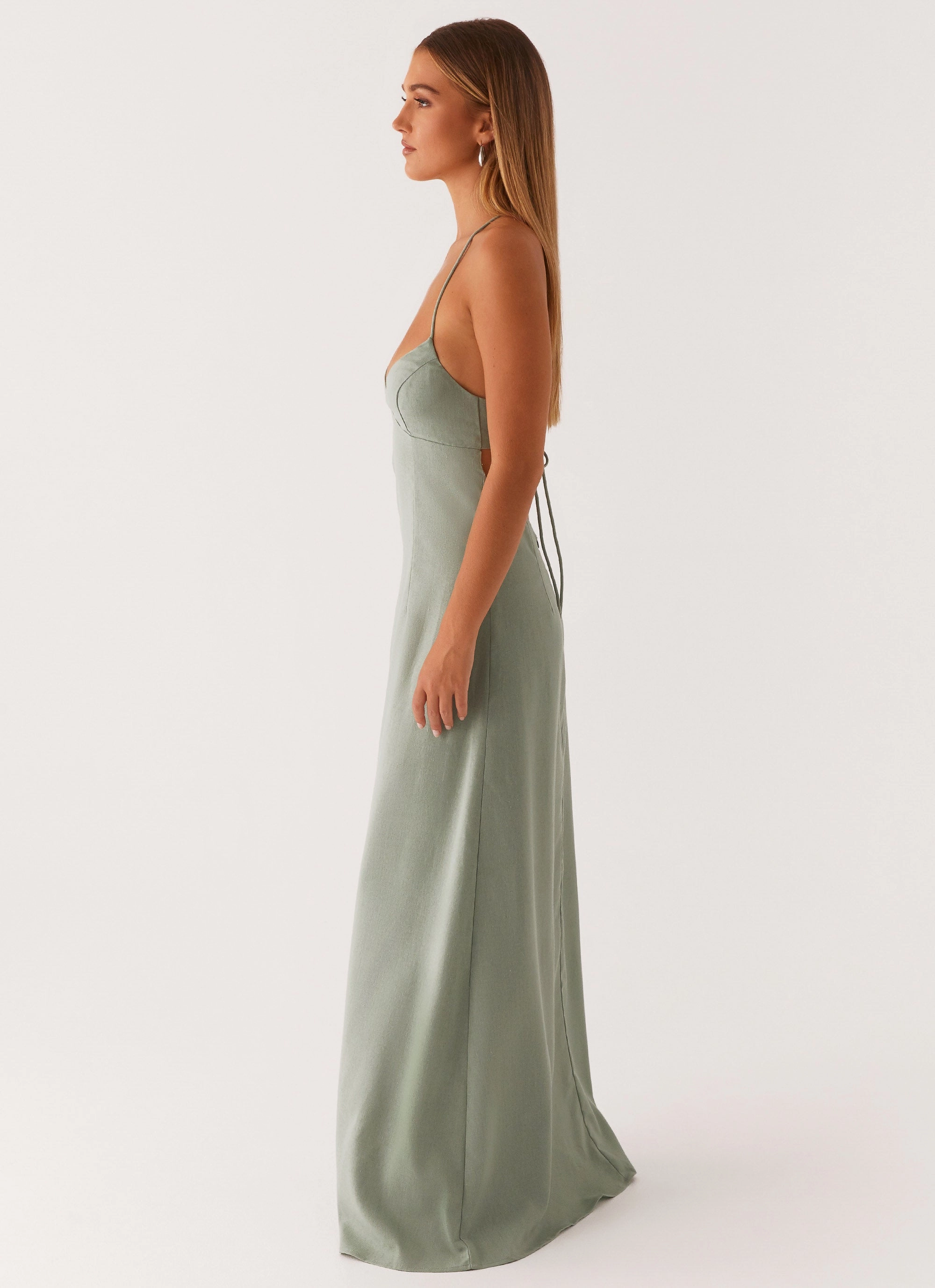 Middle Ground Linen Maxi Dress - Sage All-day Comfort