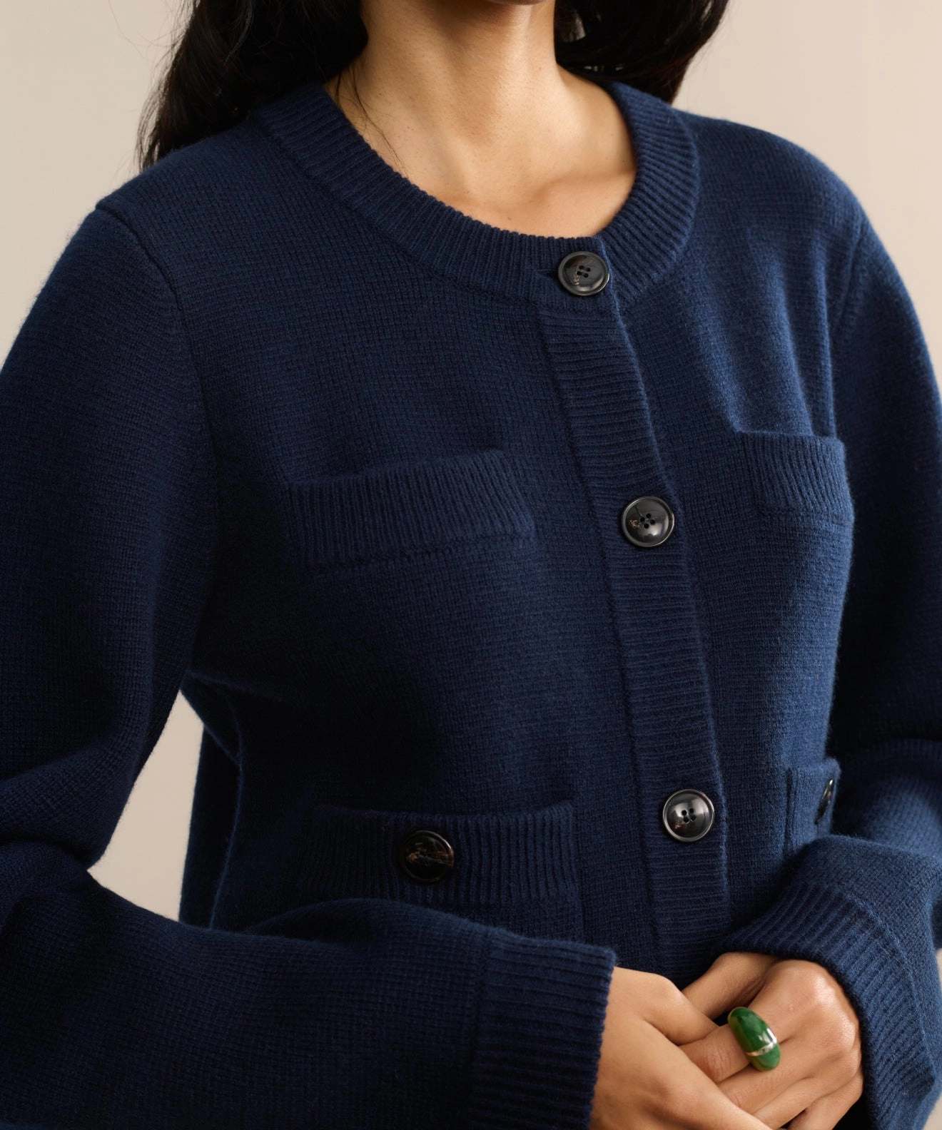 Charlotte Cardigan Teflon Finish Eco Friendly Dyed Fabric