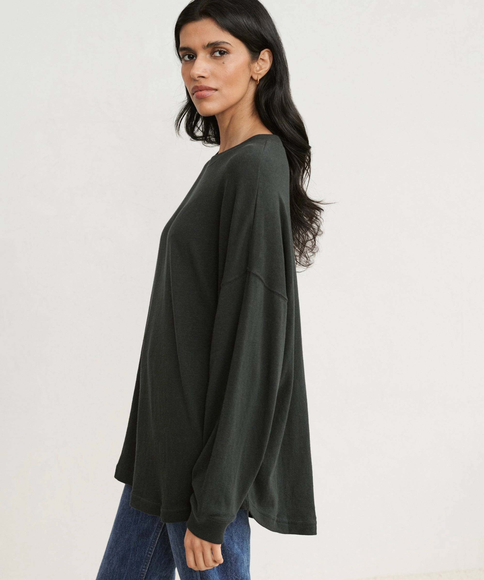 Quick Release Fastener Boyfriend Long-Sleeve Tee