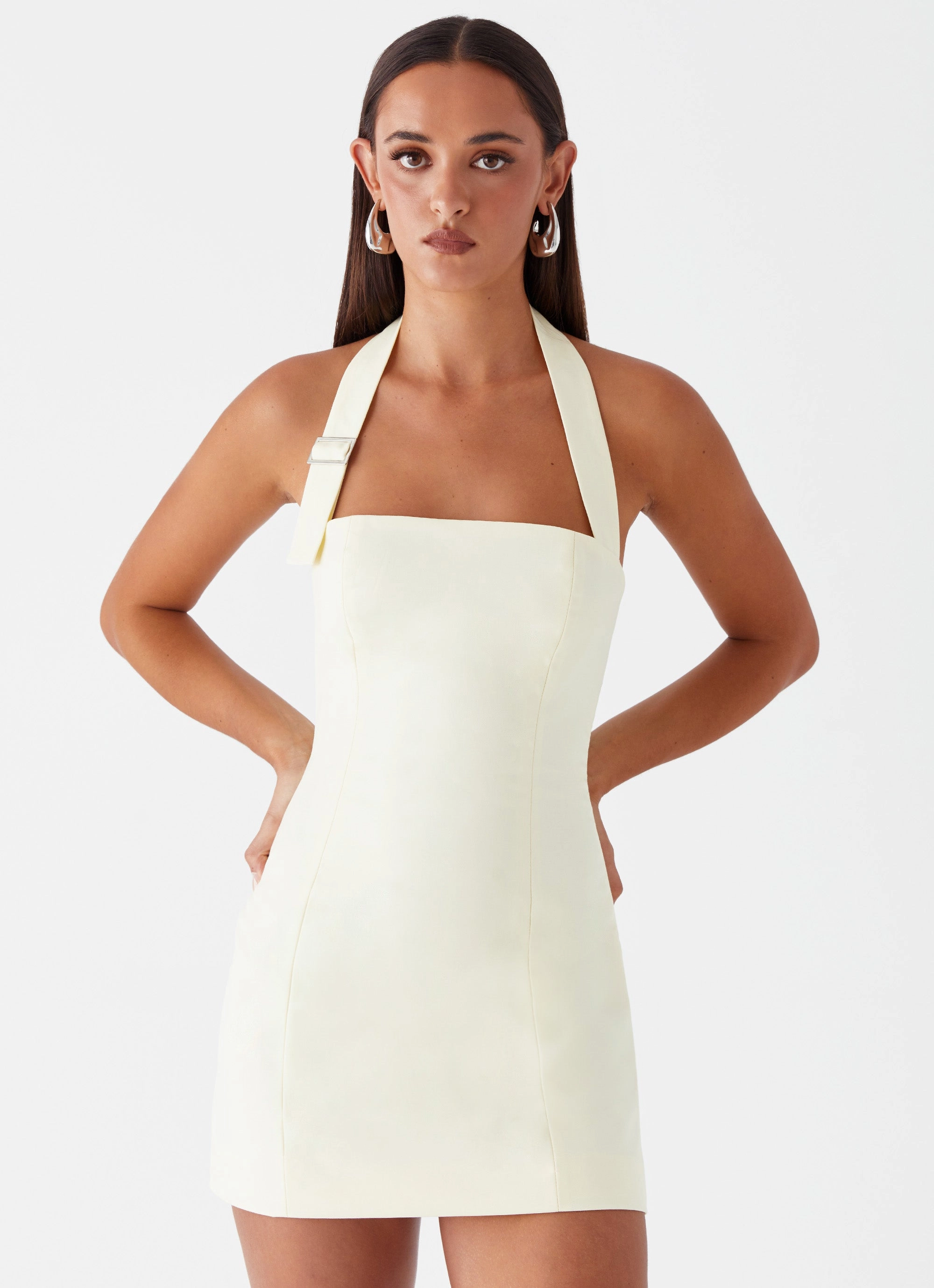 Bianca Halter Dress - Yellow Cool Shape Fitted Base