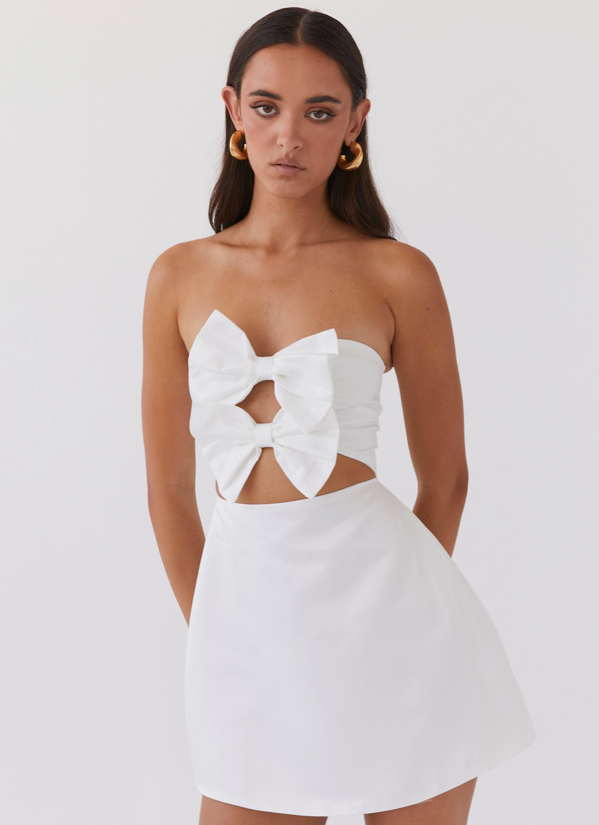 Girl Crush Bow Mini Dress - White Relax Form