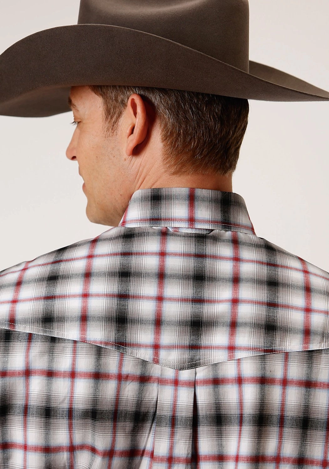 Geometric Shape Effortless Comfort Roper Mens Black Cotton Blend Ombre Stretch BD S/S 2 Pocket Shirt