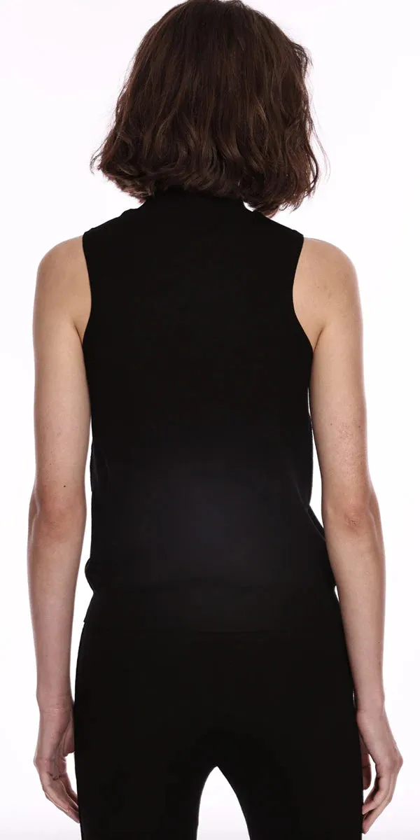 Minnie Rose Viscose Mock Neck Top Black Stretchable Material Moisture Wicking Material