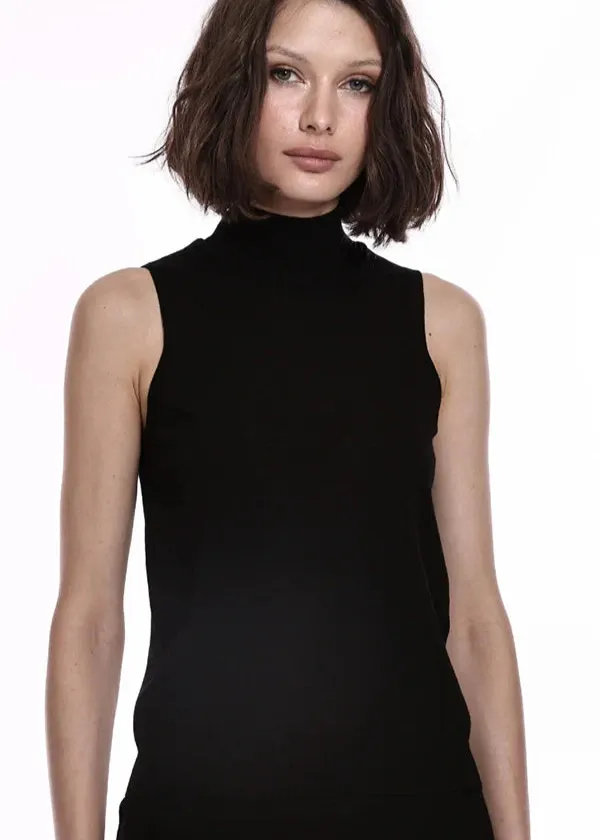 ResilientStretch Minnie Rose Viscose Mock Neck Top Black