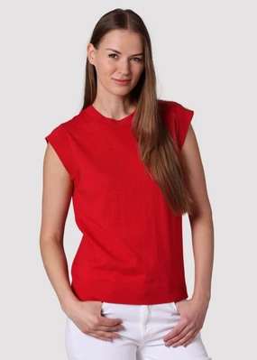 Stretch Woven Material Minnie Rose Supima Cotton Cap Sleeve Crew Tank