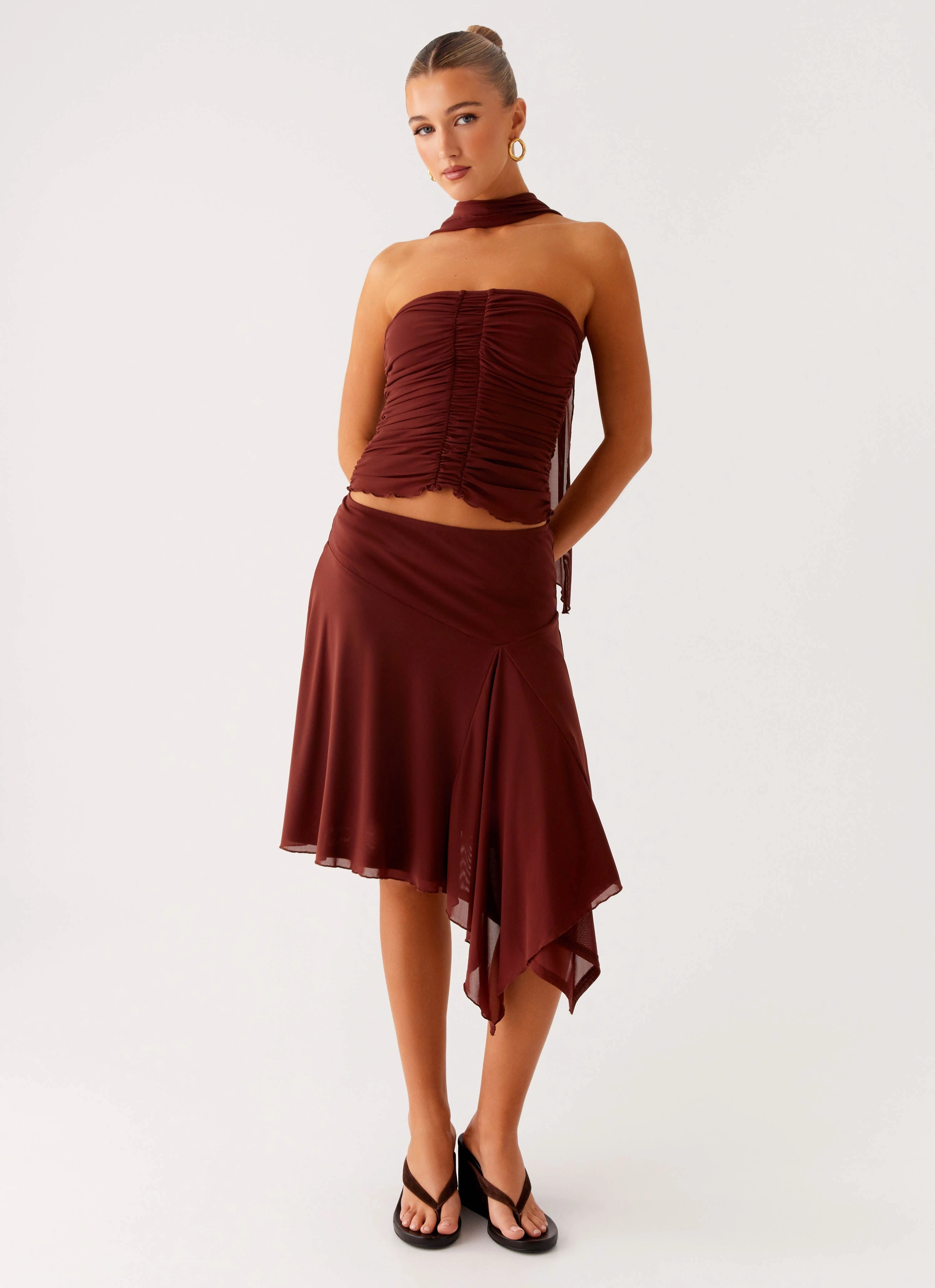 Reinforced Seams Mirage Midi Skirt - Chocolate