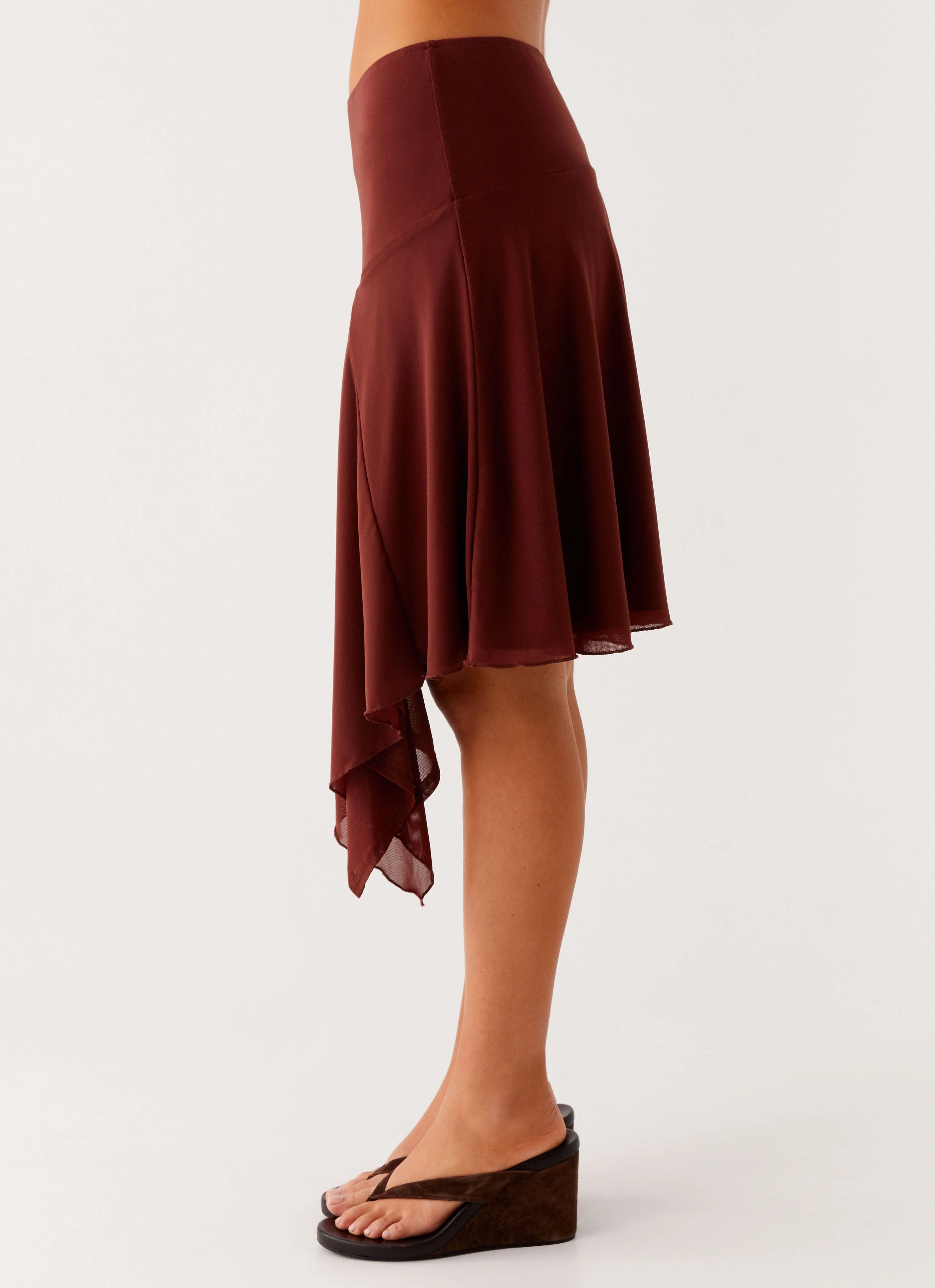Mirage Midi Skirt - Chocolate Sleek Vibe Style Layering