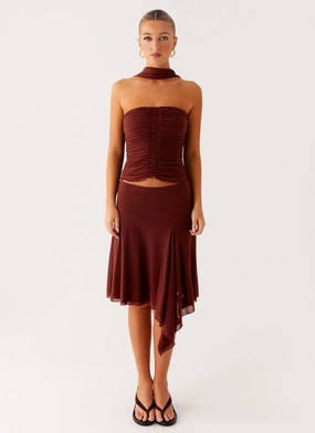 Mirage Midi Skirt - Chocolate Polka Dot