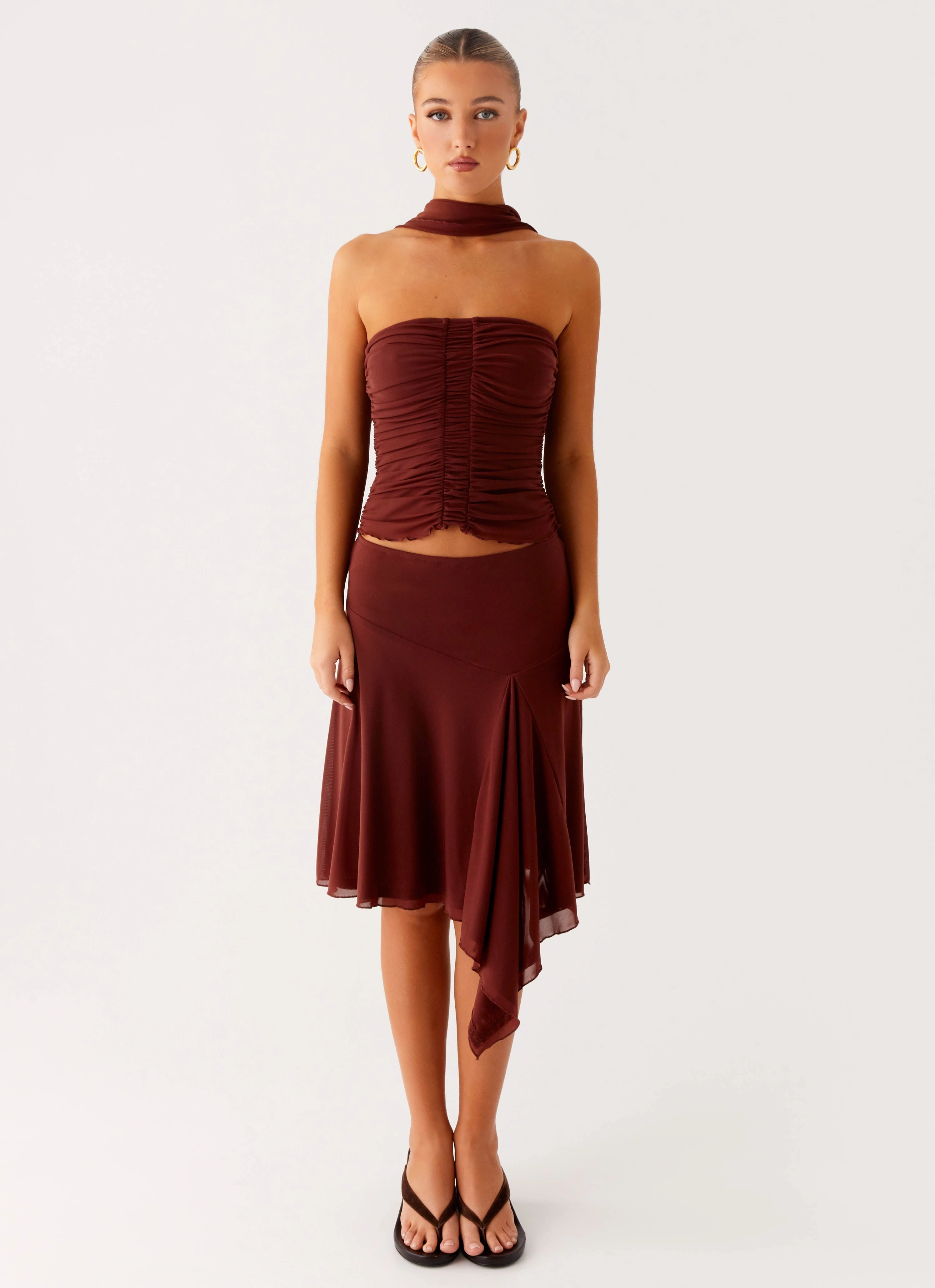 Mirage Midi Skirt - Chocolate Polka Dot