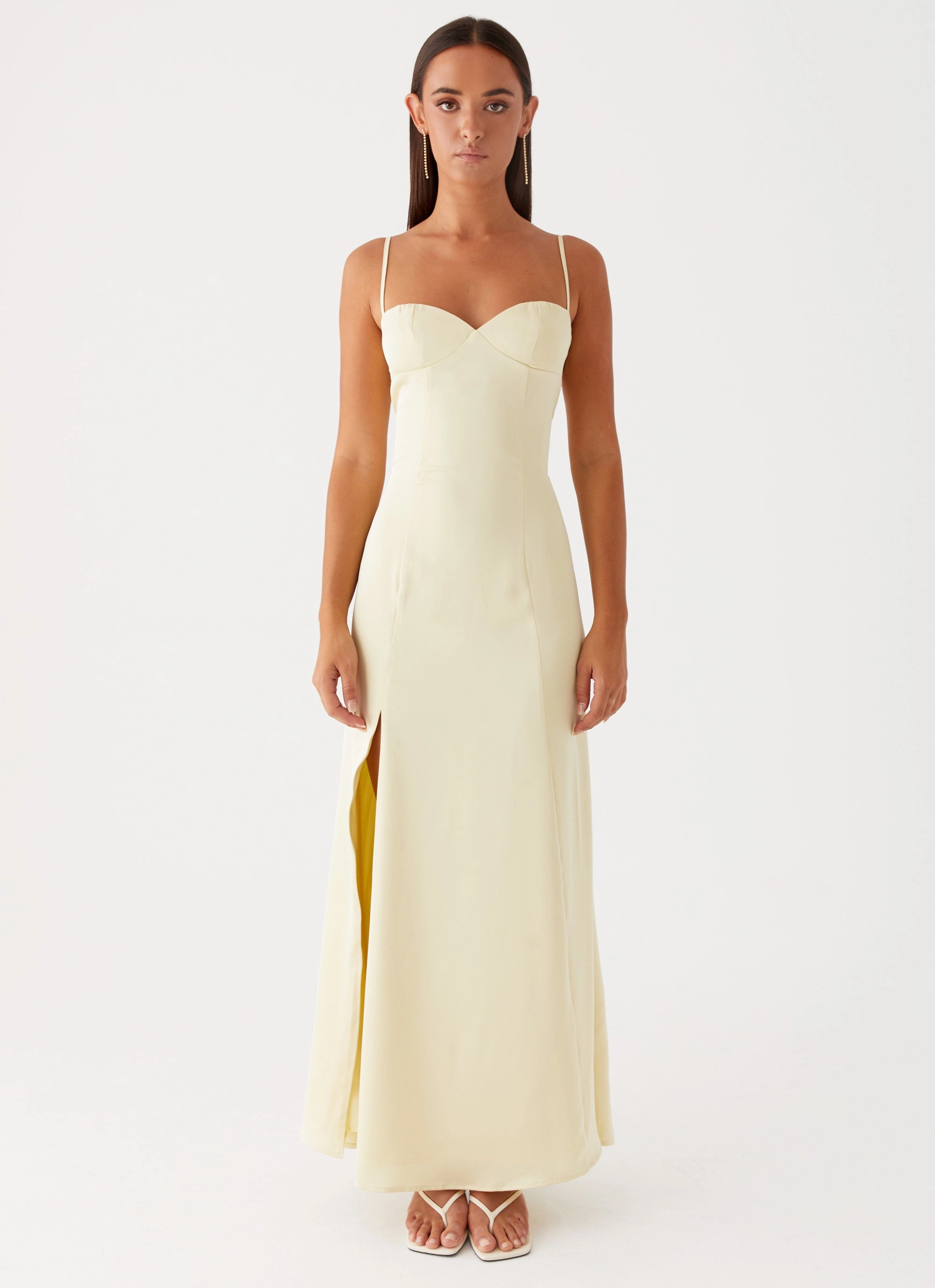 Edgy-Look Miss Bloom Maxi Dress - Lemon