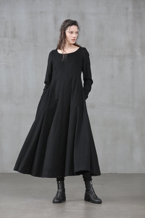 Ribbed Collar Detail Mistletoe 17 | 100% wool dress
