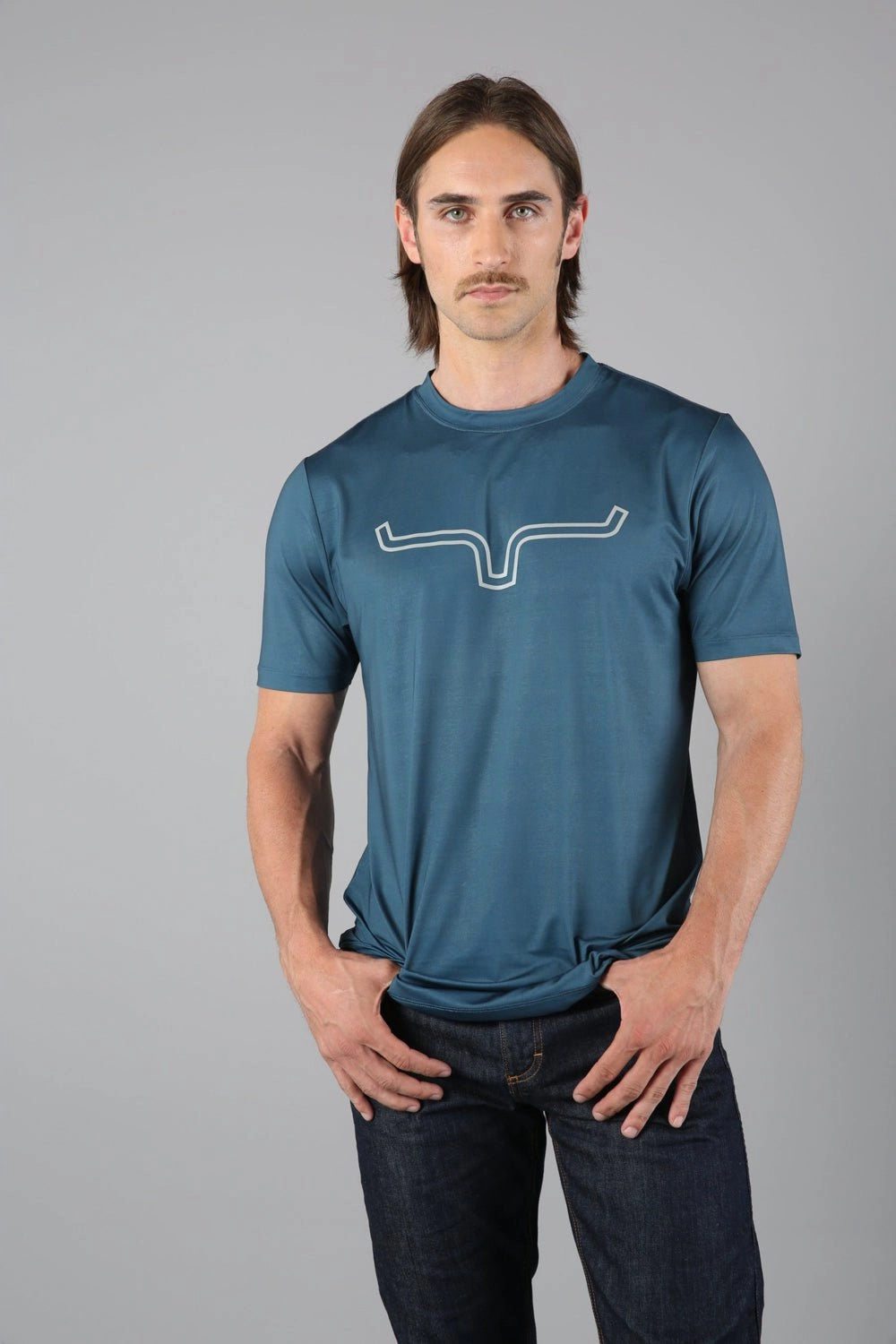 Breathable fabric Kimes Ranch Mens Outlier Tech Tee Major Blue Cotton Blend S/S T-Shirt