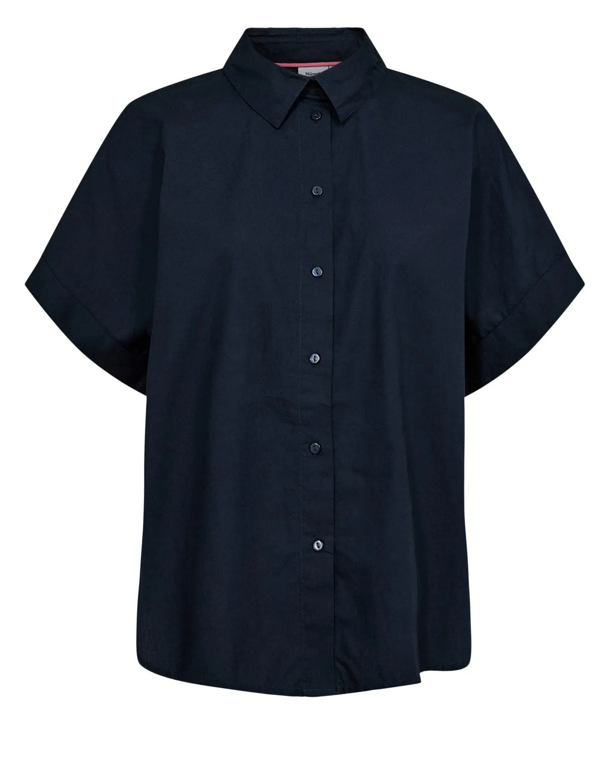 SoftBrushed High Collar Protection Design NUGIANA SS SHIRT - Dark Sapphire