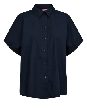 SoftBrushed High Collar Protection Design NUGIANA SS SHIRT - Dark Sapphire