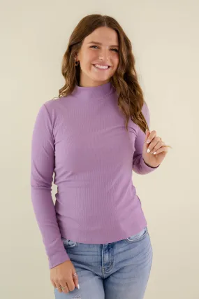 There She Goes Again Ribbed Top-Purple Breathable Material