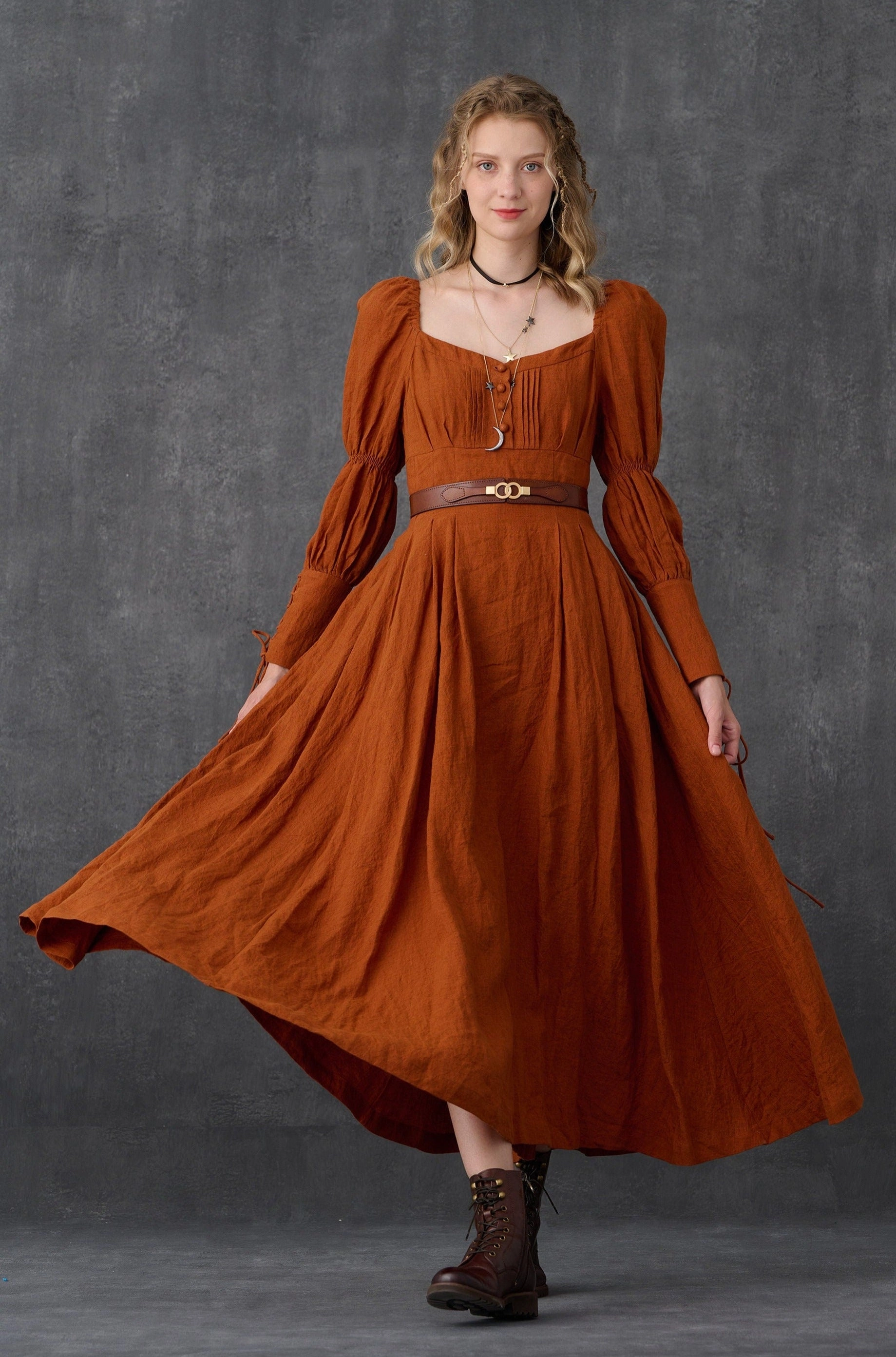 PHOENIX 24 | REGENCY LACE-UP LINEN DRESS Seam Free