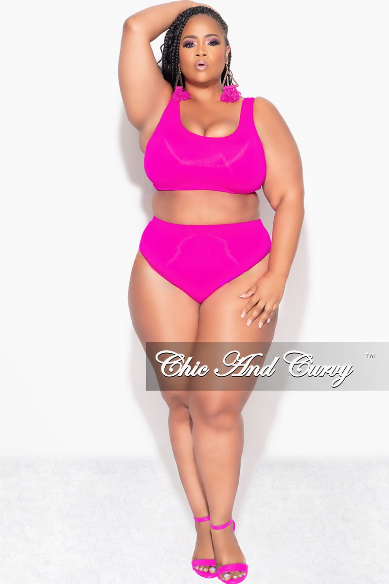 Final Sale Plus Size Bikini Set in Neon Pink Non Irritating Tags