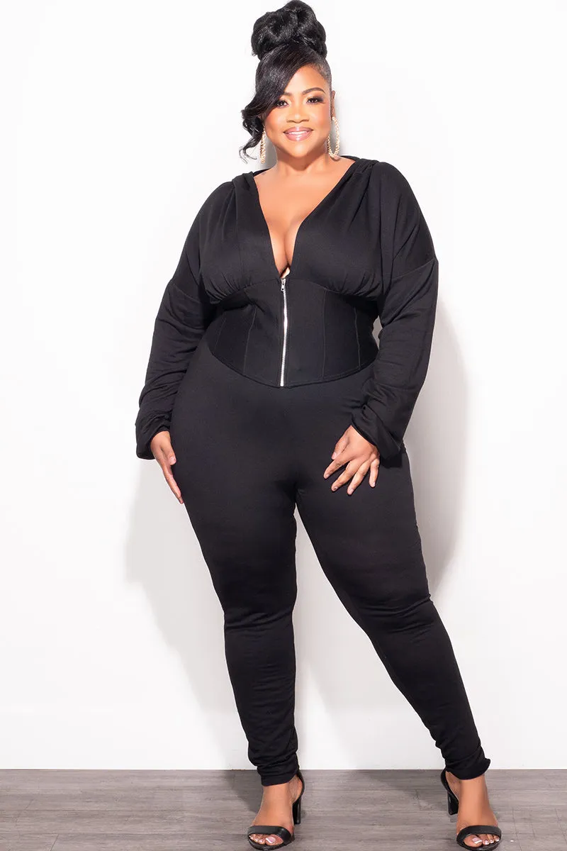 Final Sale Plus Size 2pc Jogger Set in Black Packable Fit Comfy Feel