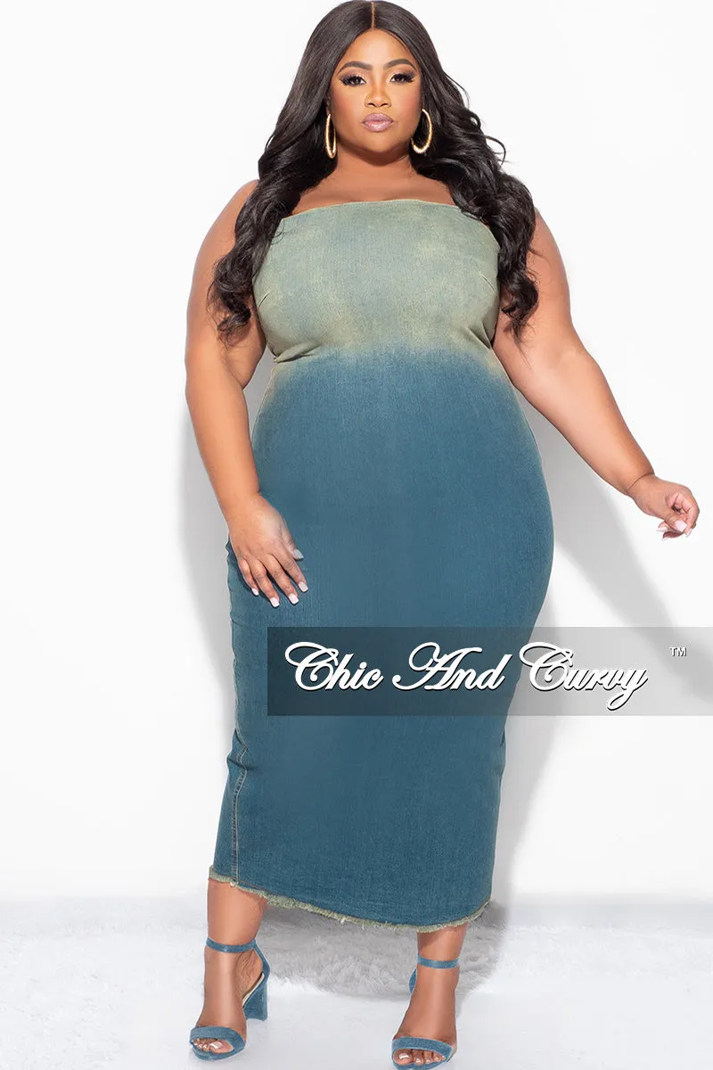 Final Sale Plus Size Dress in Washed Denim UVProtectiveLayer