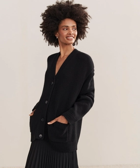 Sustainable Fibers Flatlock stitching Cashmere Spencer Cardigan