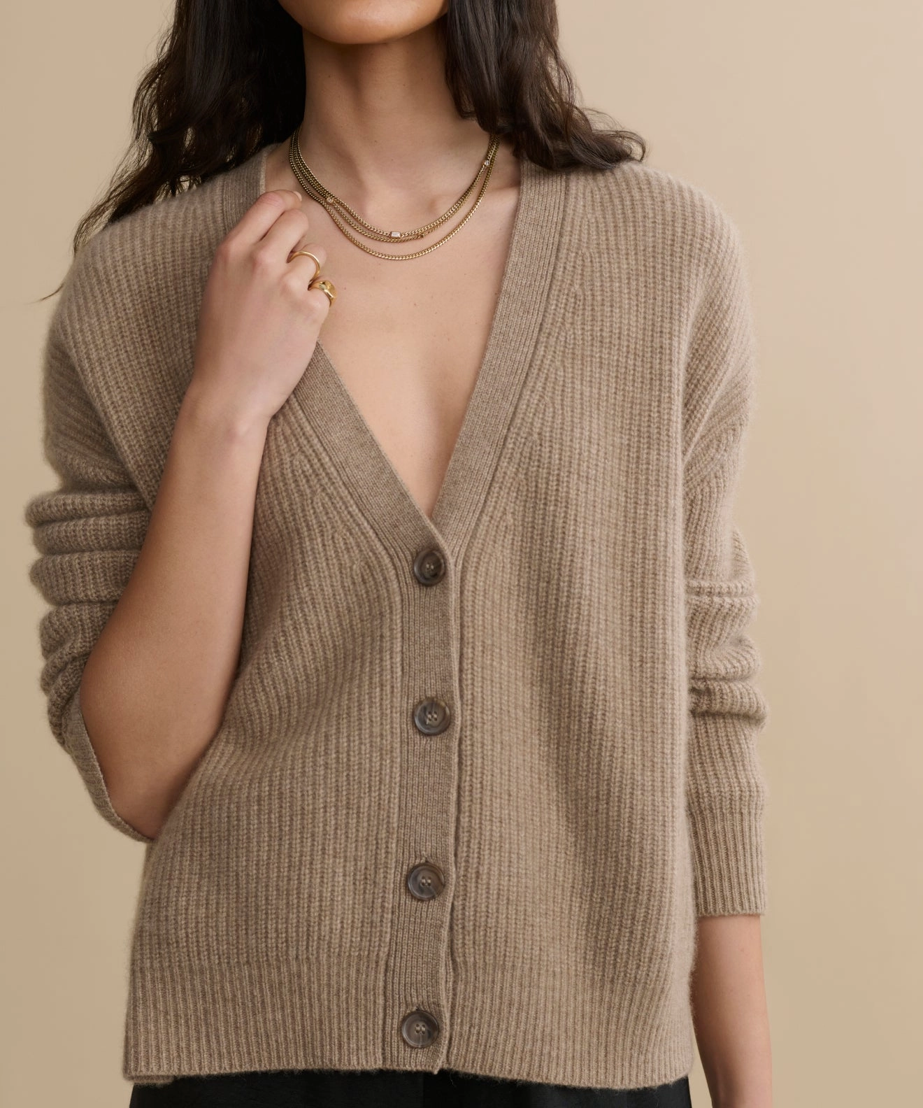 Cropped Cashmere Cocoon Cardigan Minimal Vibe Multipanel Construction