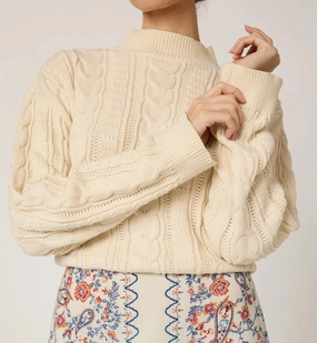 Janie Sweater | Ivory Placket Detailing