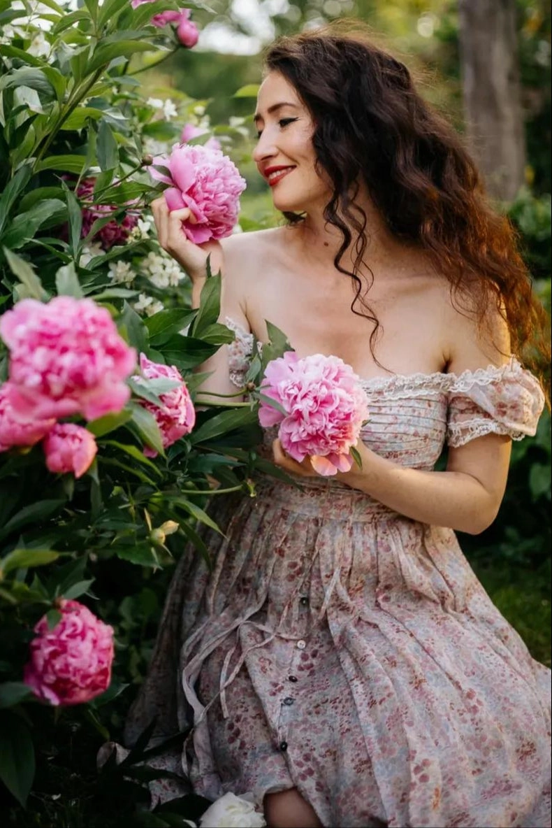 Soft Interior Monet Haze 26 | Fairy layered Linen Dress with pintucks