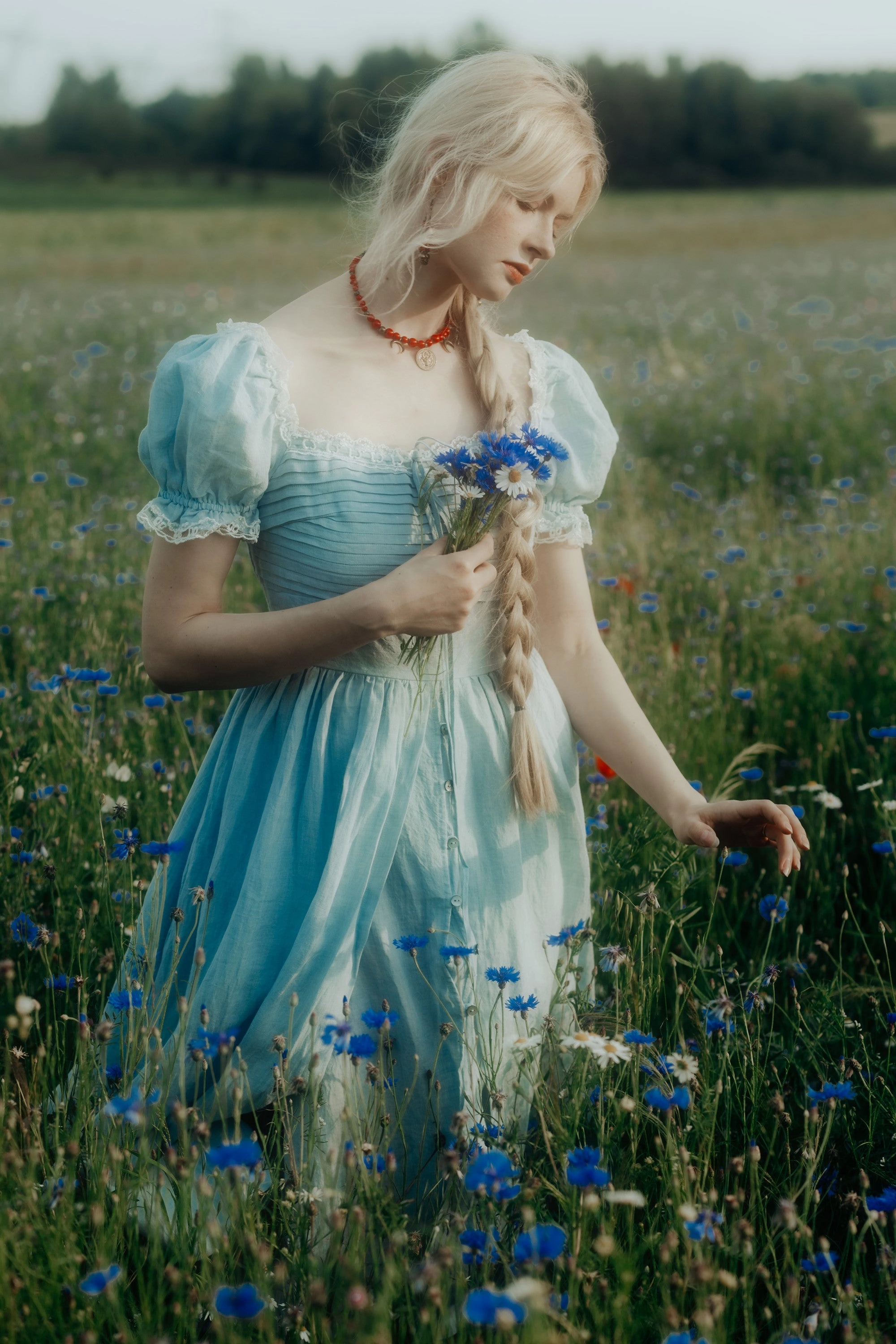 Functional Ease Monet Haze 26 | Fairy layered Linen Dress with pintucks