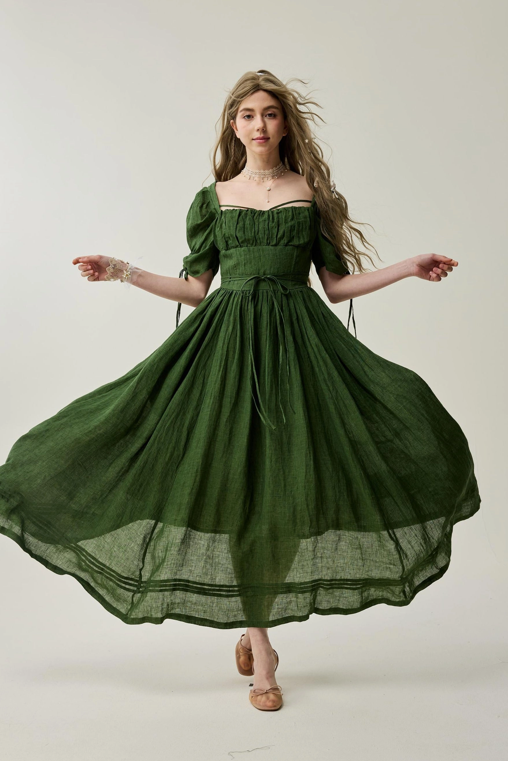 Monette 27 | Corset Linen Dress Comfy Movement Fit