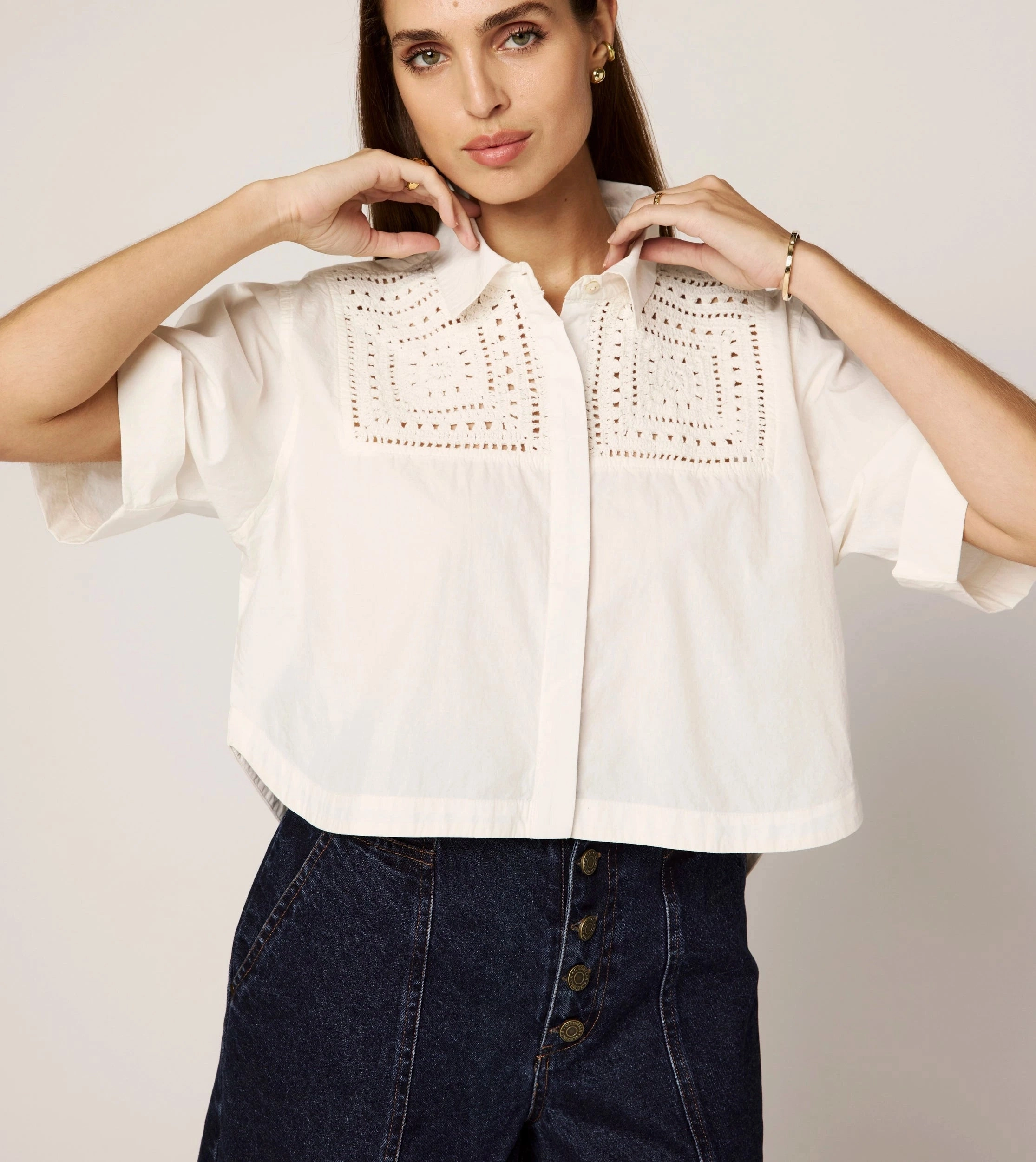 Montana Blouse | Ivory WrinkleFree Fabric