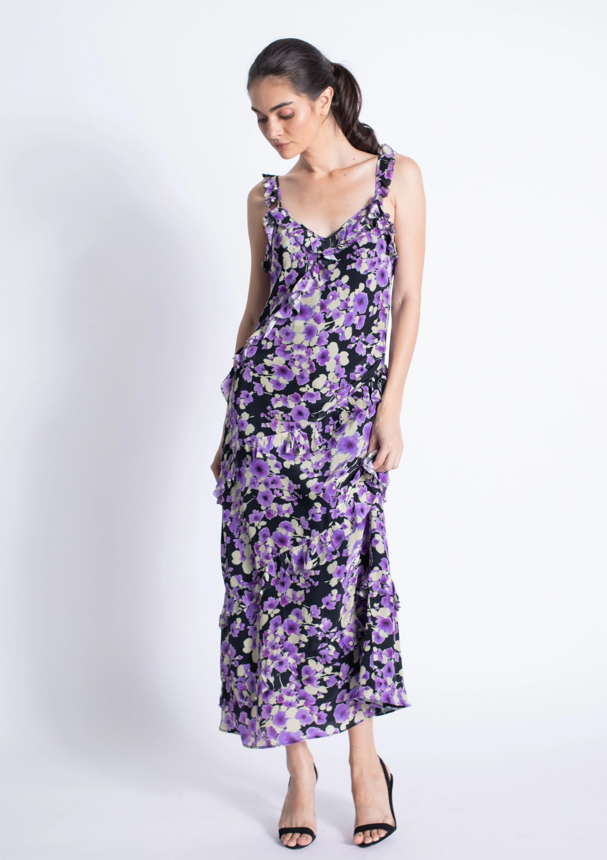 Work Pairing Sleek Silhouette Montecarlo Print Maxi Dress