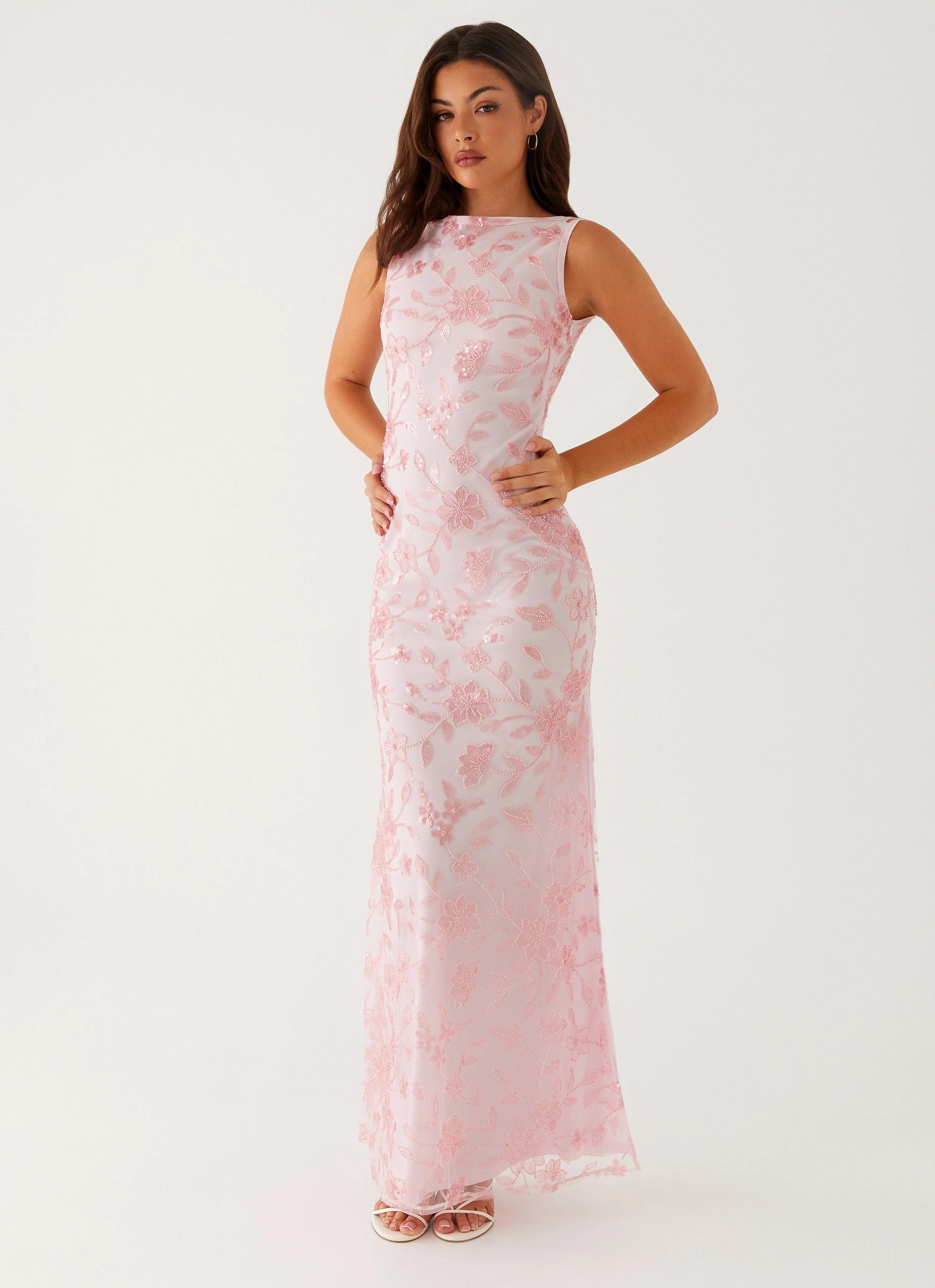 Inner Feel Trendy Layer Moorey High Neck Maxi Dress - Pink