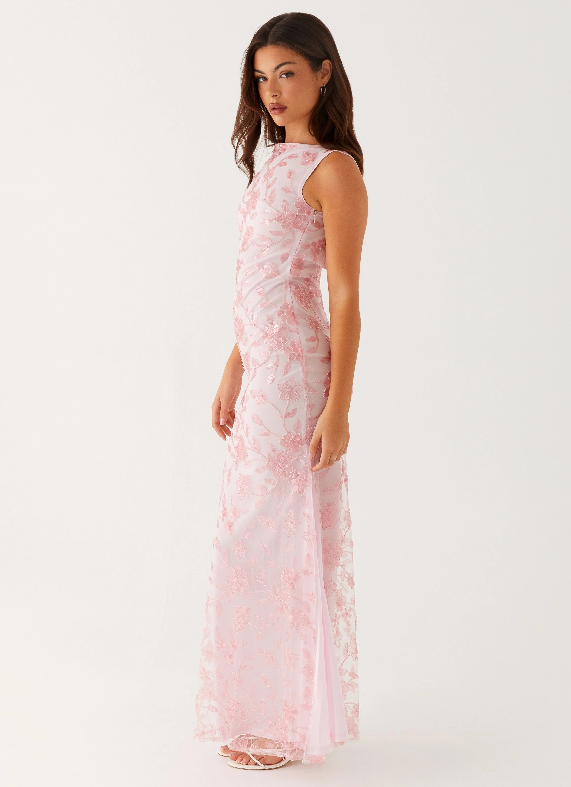Evening Event Moorey High Neck Maxi Dress - Pink