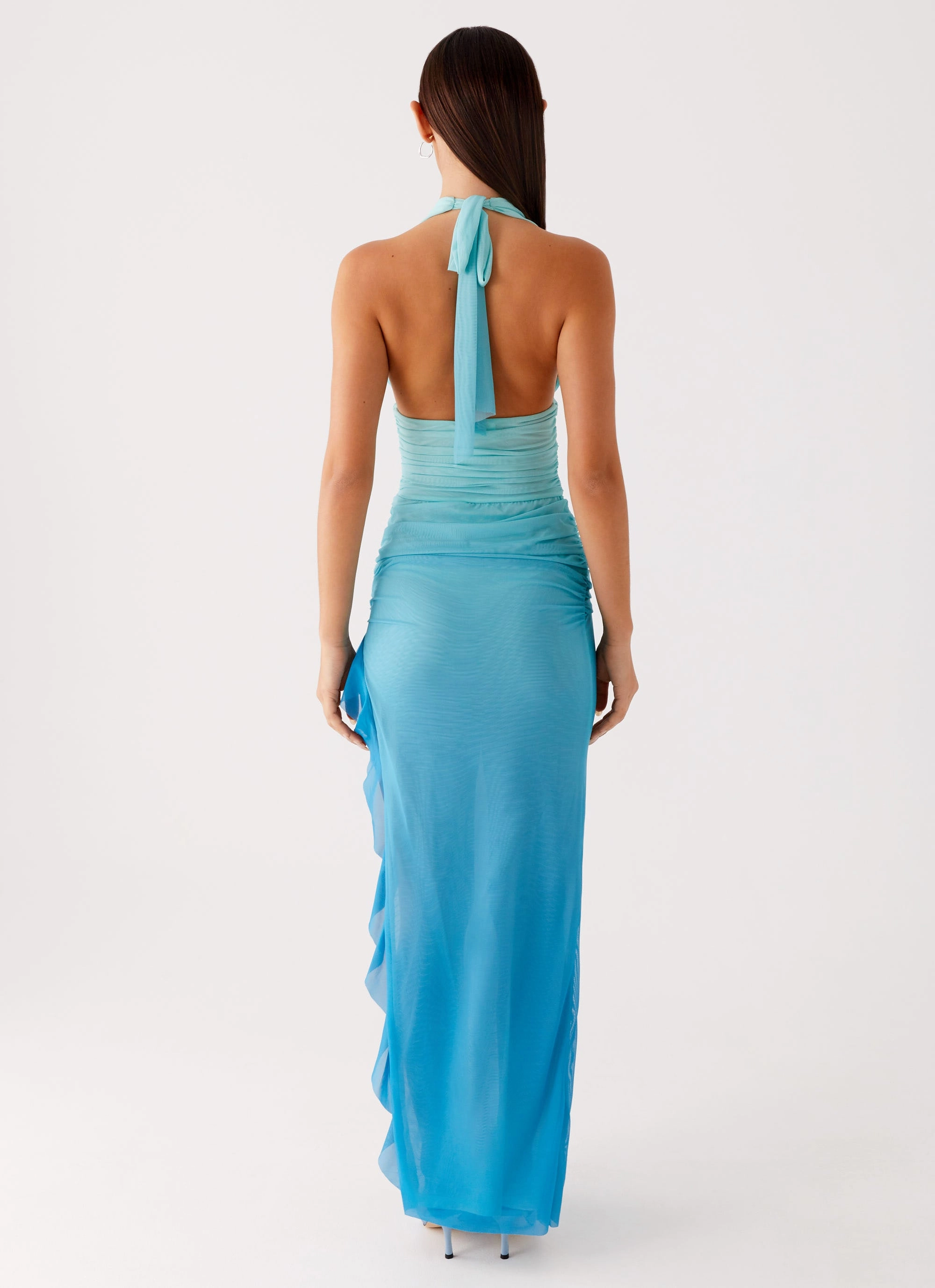 Sleek and Flattering Feel Good Moraya Halterneck Maxi Dress - Blue Gradient