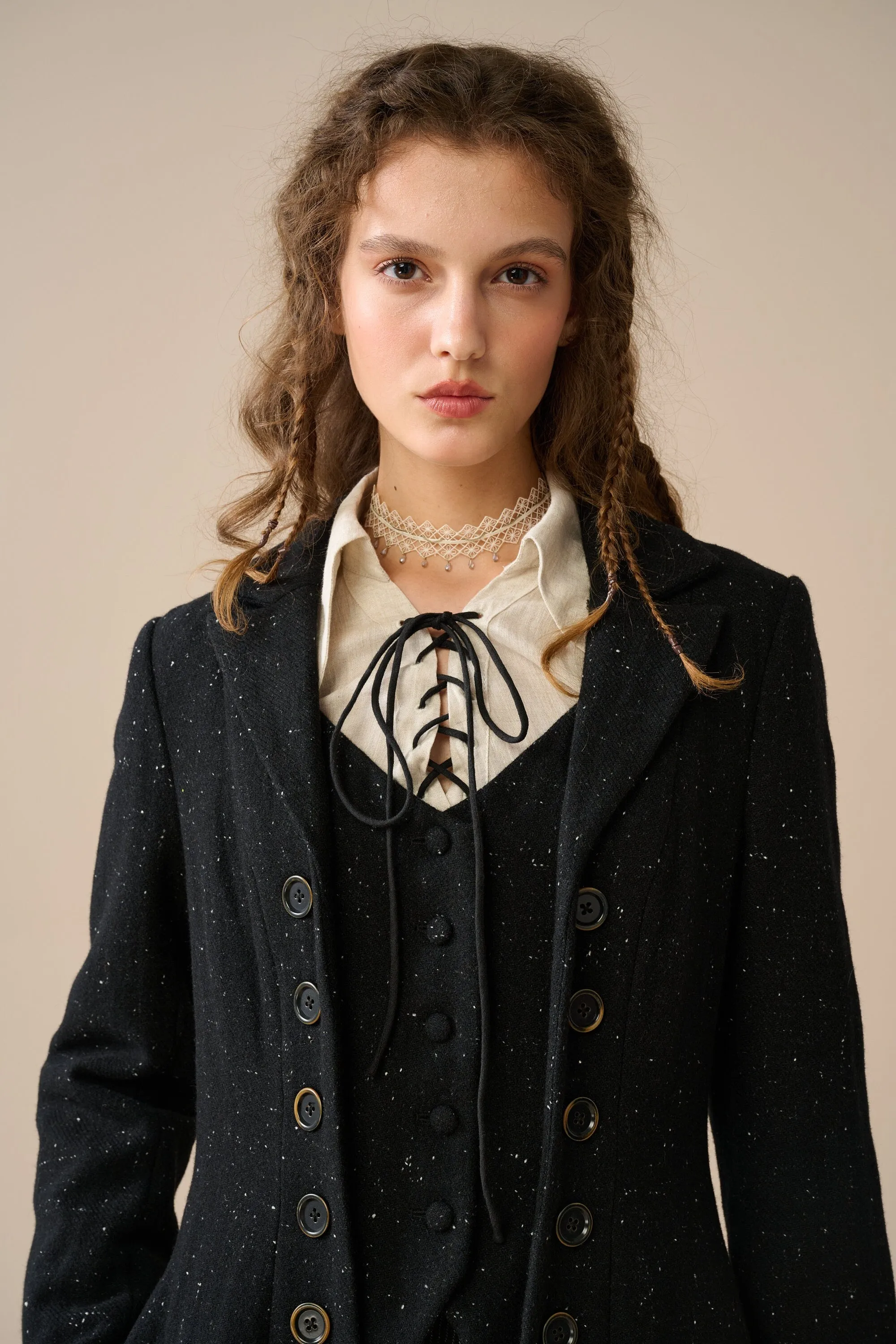 Doreen 15 |Vest-Layered 100% Wool Coat anti slip grip