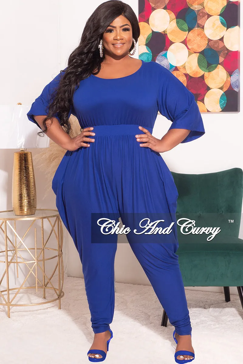 Stretch Comfort Final Plus Size Jumpsuit with Harem Effect in Royal Blue