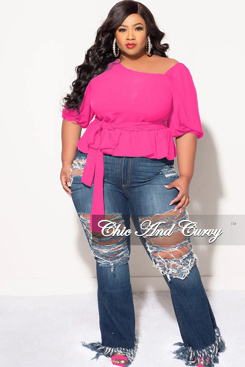 Final Sale Plus Size Off the Shoulder Peplum Top in Pink Fresh Fit
