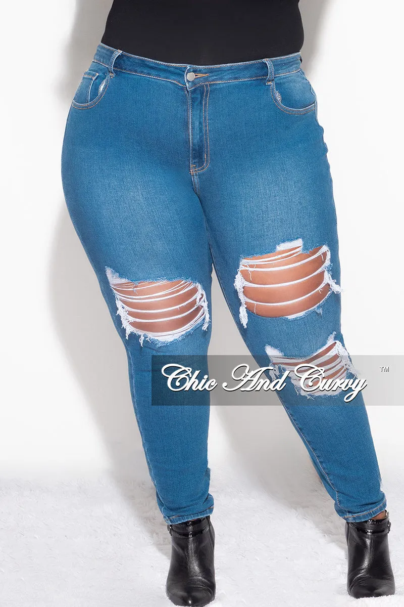 Final Sale Plus Size Distressed Jeans in Denim Layer Comfort High Durability Stitching