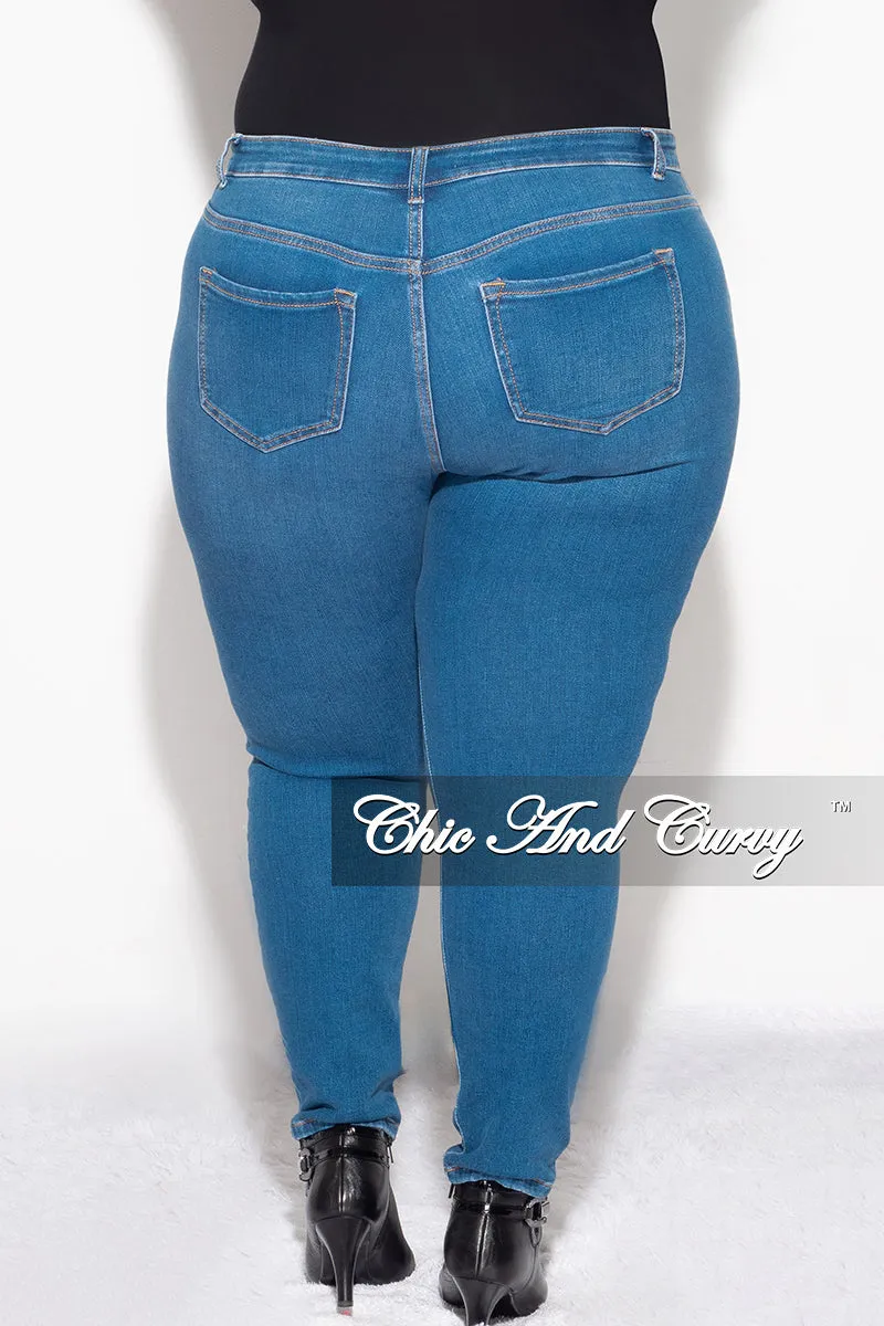 Light Waist Final Sale Plus Size Distressed Jeans in Denim