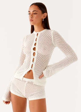 Molly Crochet Cardigan - Ivory UV Protective Fabric