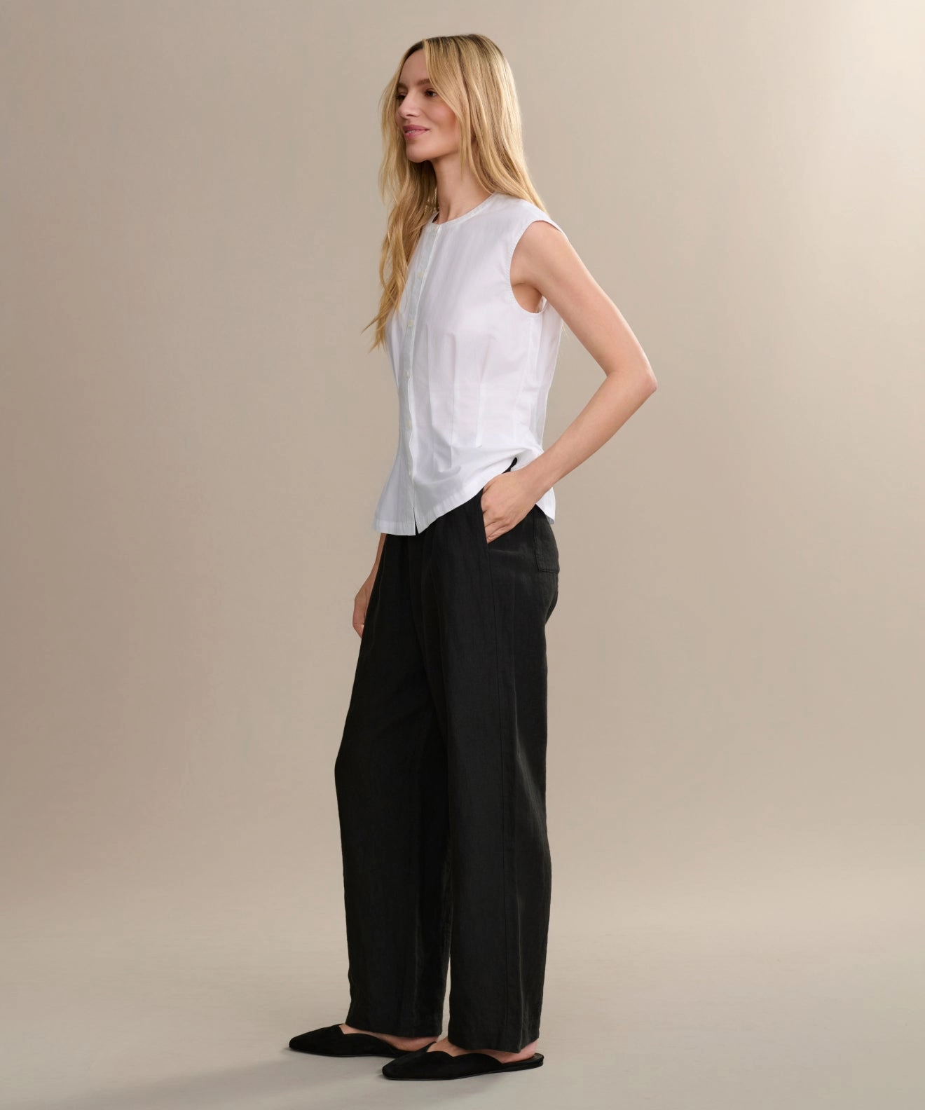 Frayed hem Linen Logan Pant