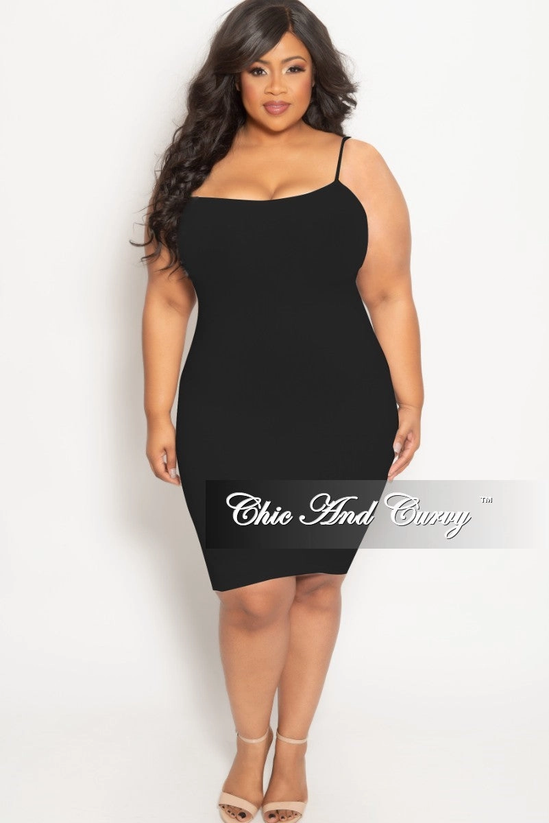 RegularFit Training Wear Final Sale Plus Size Seamless Spaghetti Strap Camisole Dress in Black