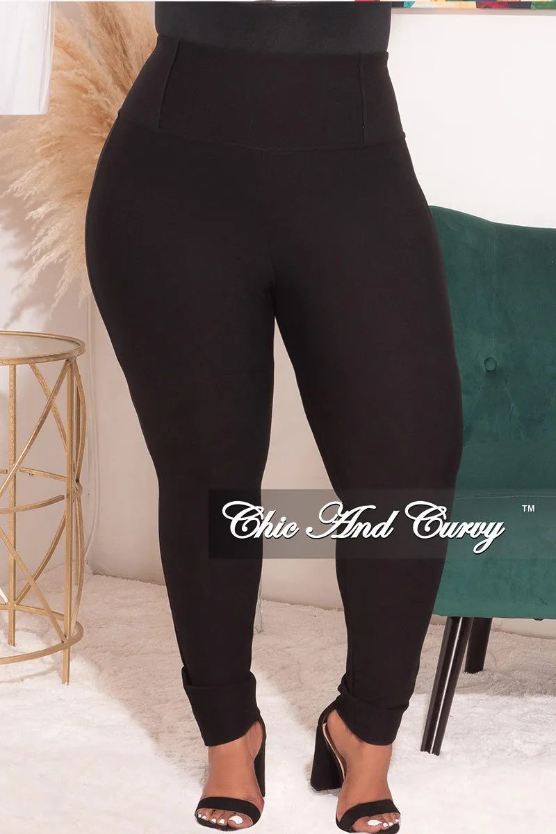 Flexible Waistband Final Sale Plus Size High Waist Pants in Black