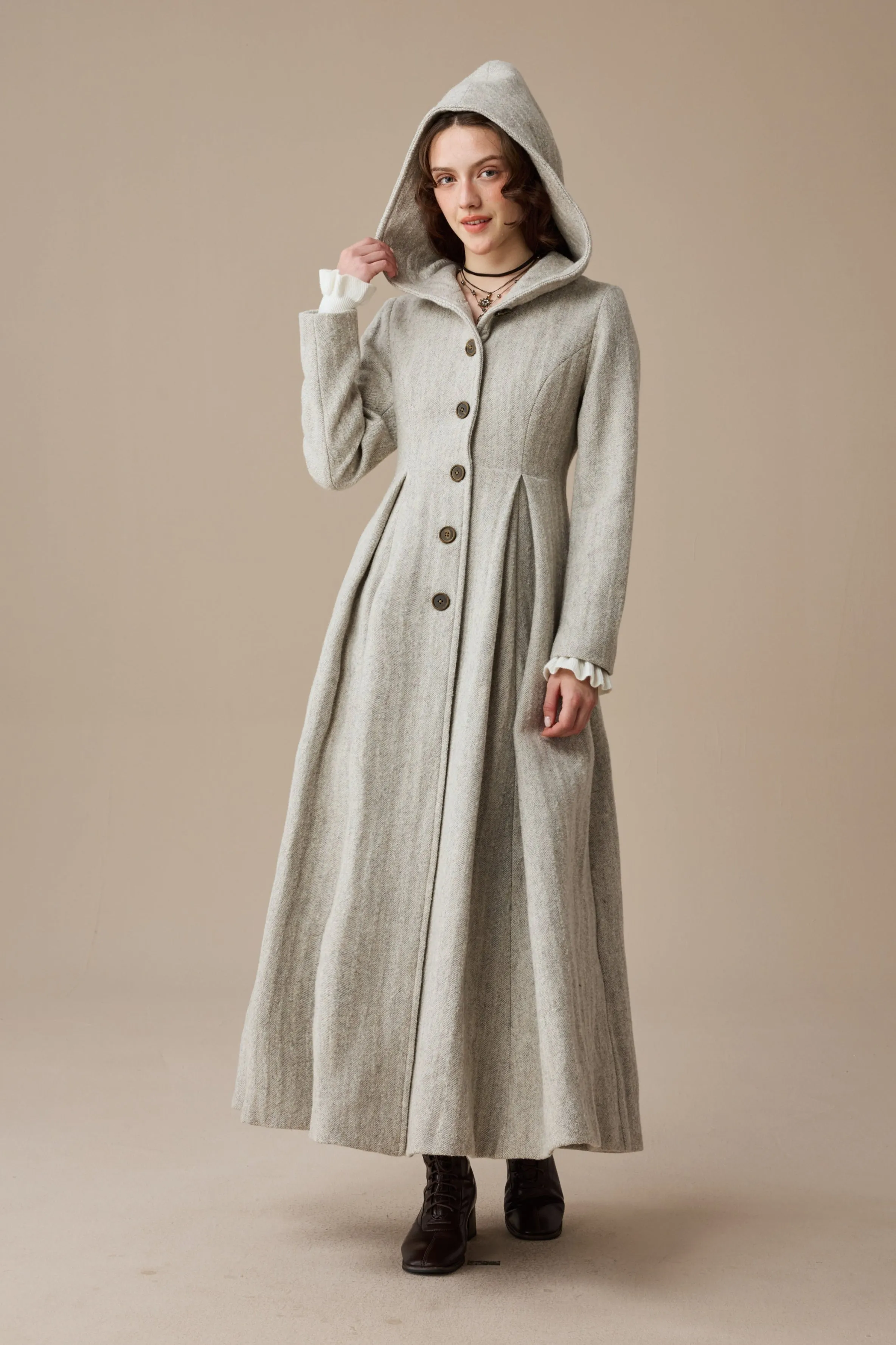 My Fair Lady 26 | Hooded Wool Coat QuickReleaseFastenings Rolled Hem Detailing