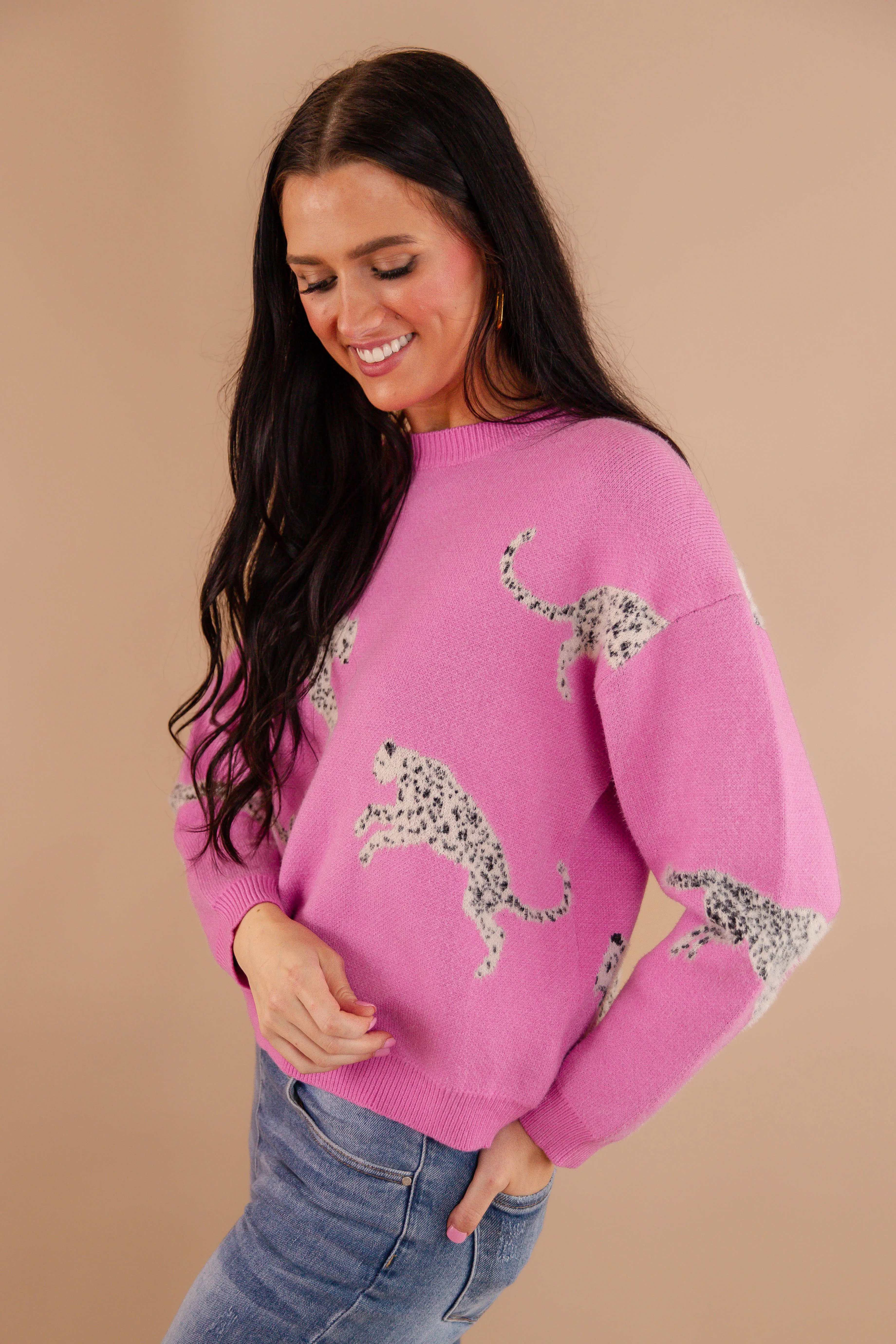 Professional Cut Compact Weave Fabric My Wild Idea Sweater-Orchid