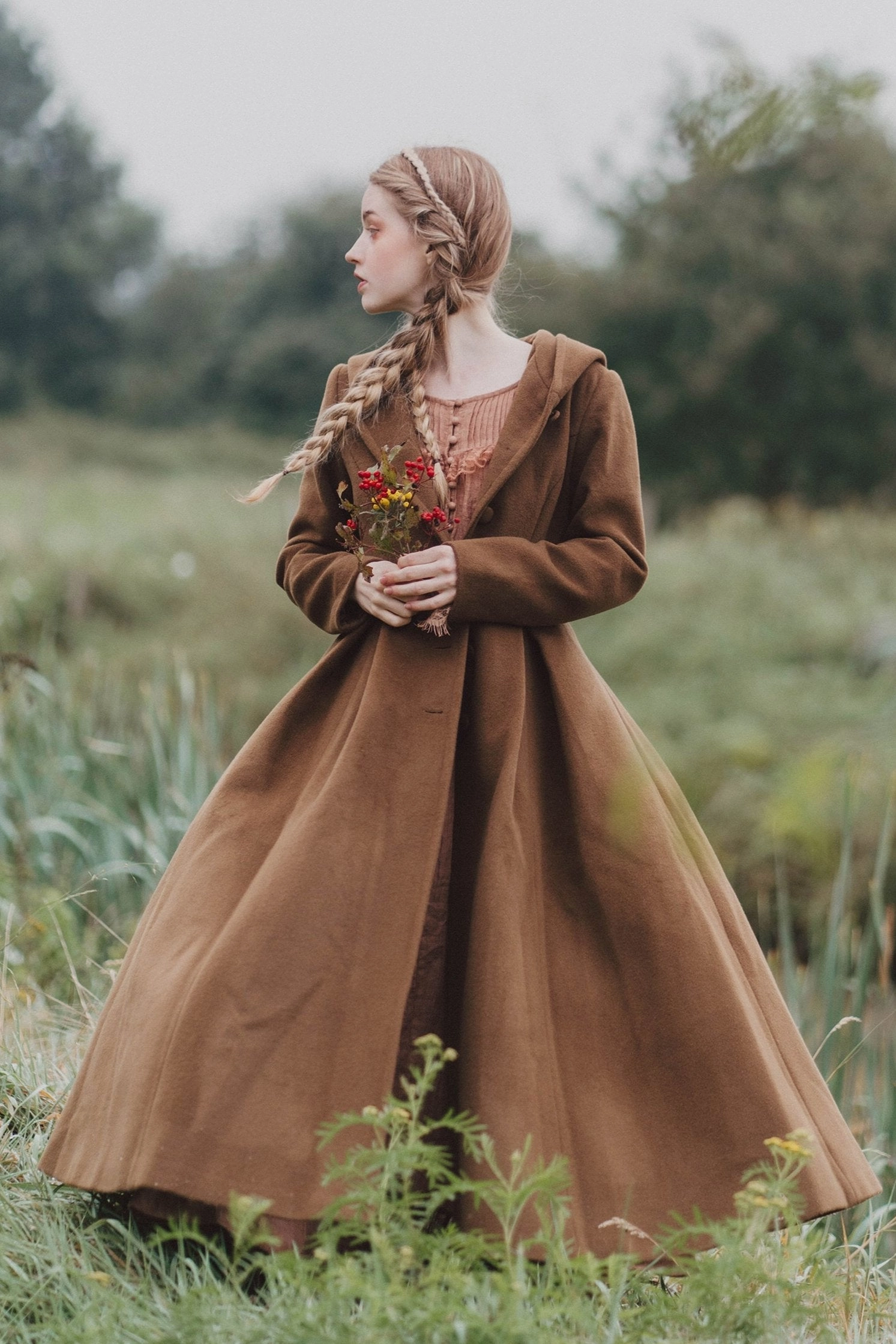 My Fair Lady 26 | Hooded Wool Coat Sleek Surface Organic Cotton Blend