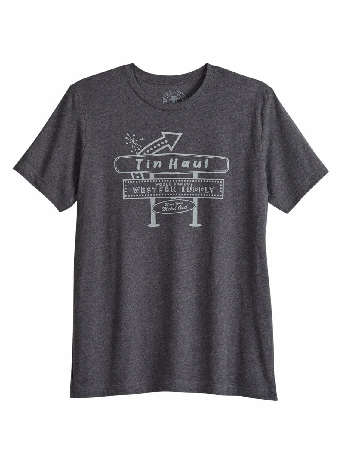 Chill Wear Tin Haul Mens World Famous Sign Grey Cotton Blend S/S T-Shirt